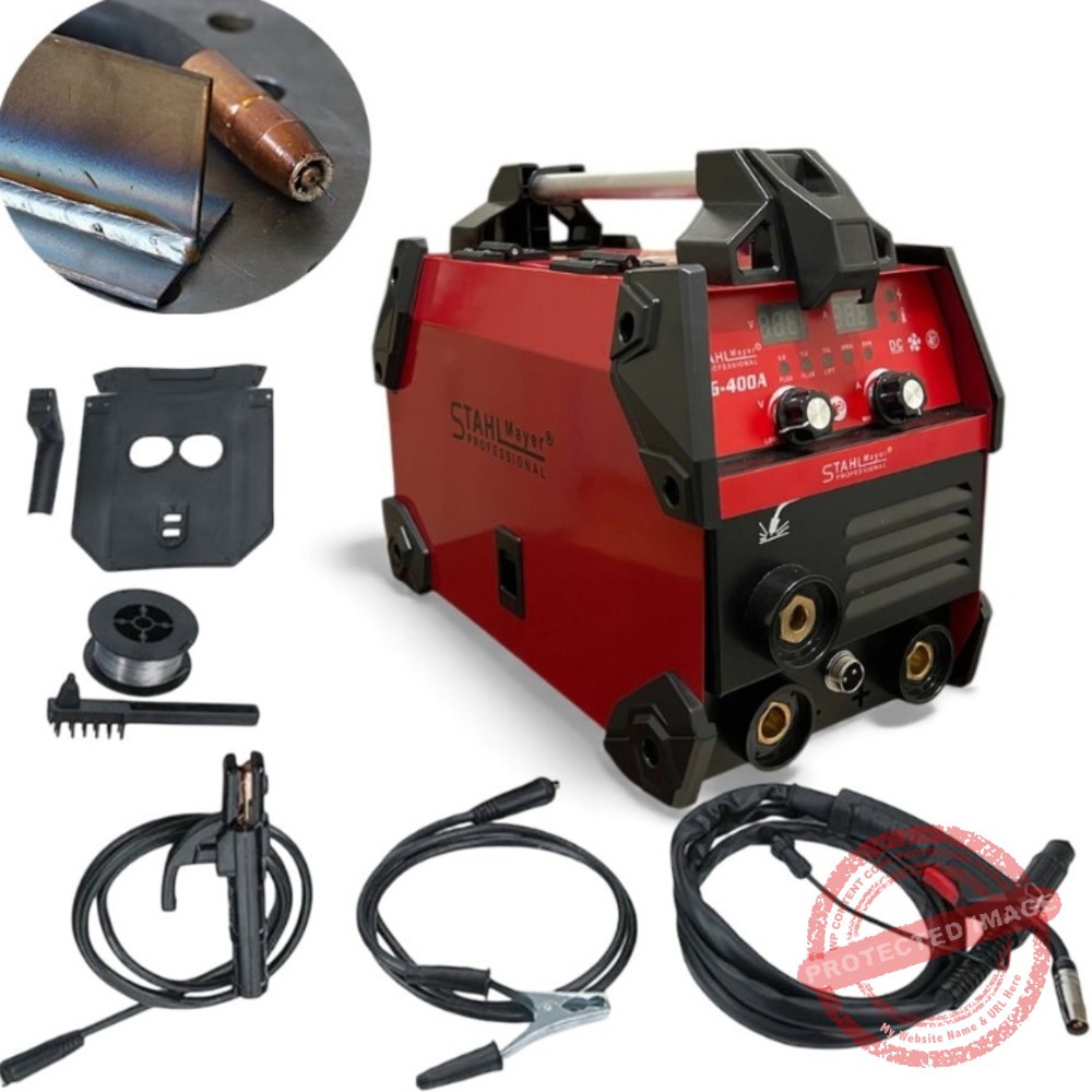 Комбиниран телоподаващ апарат MIG/MAG/MMA 400A StahlMayer Red Line – Професионален инвертор за заваряване без газ - Beroz Tools Комбиниран телоподаващ апарат MIG/MAG/MMA 400A StahlMayer Red Line – Професионален инвертор за заваряване без газ