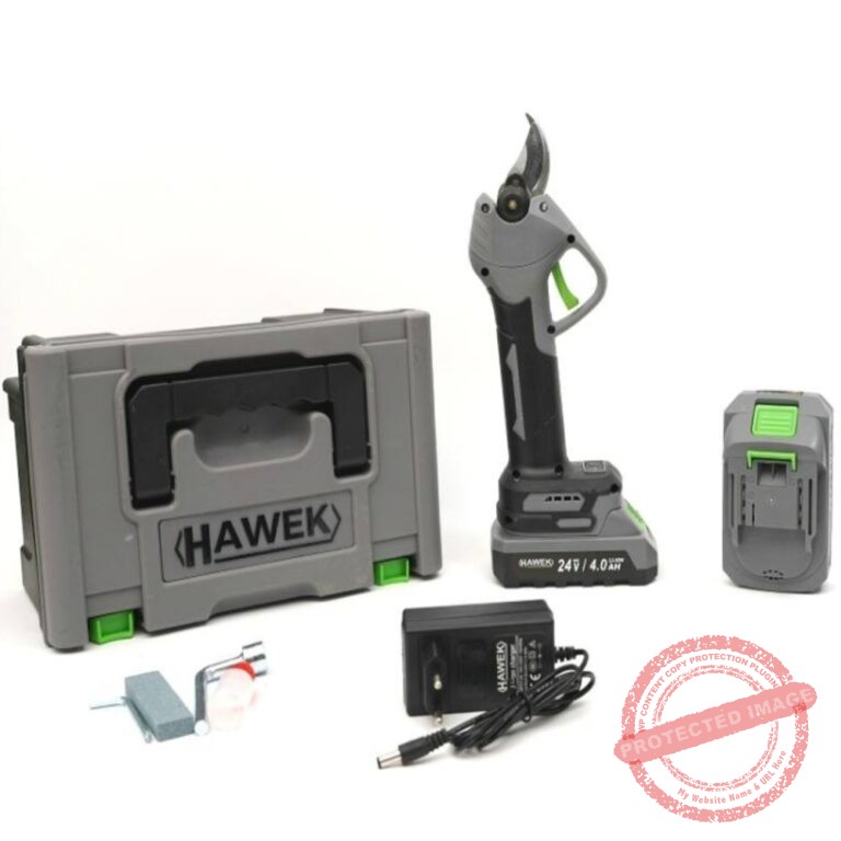Акумулаторна лозарска ножица HAWEK 24V 4Ah – 33 мм рязане, 2 батерии, куфар