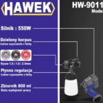 Електрически пистолет за боядисване HAWEK HW‑9011 – 550W, 800 мл, 3 дюзи