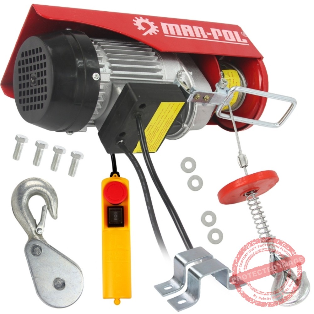 Електрическа въжена лебедка 125/250 кг 12 м 500W Mar‑Pol - Beroz Tools Електрическа въжена лебедка 125/250 кг 12 м 500W Mar‑Pol